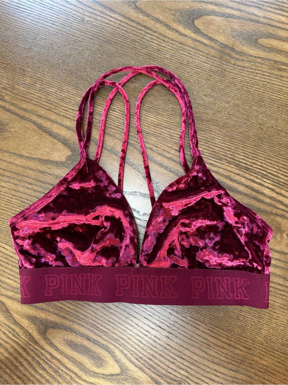 PINK Victoria's Secret Velvet Strappy Bralette in Wine